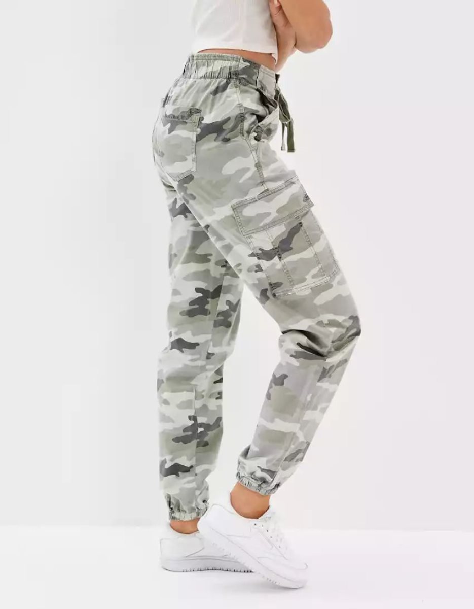 Jean American Eagle AE Camo Baggy Cargo Jogger Grise Camouflage Femme | MQZ-83176023